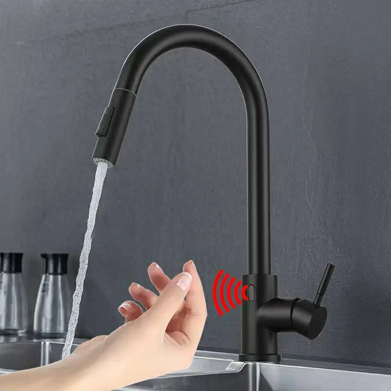 Kitchen Pull-out Cold and Hot Pulling Faucet Sink Dishwasher Touchless Sensor Touch Kitchen Faucet Tap with 2 Function