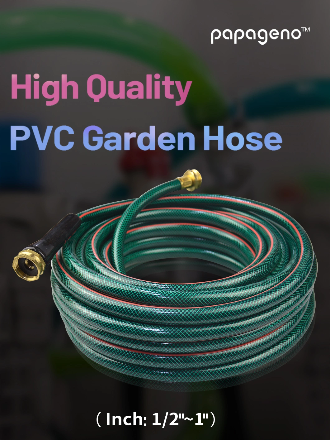 1/2" 12mm Flexible Water PVC Garden Hose with Fittings