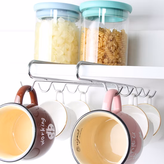 Under Shelf Mug Cup Cupboard Kitchen Organizer Hanging Rack Holder