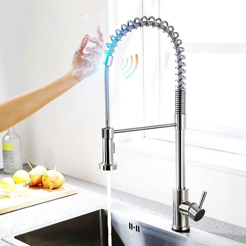 Spring Kitchen Faucet Stainless Steel Smart Touch Kitchen Faucets Sensor Tap