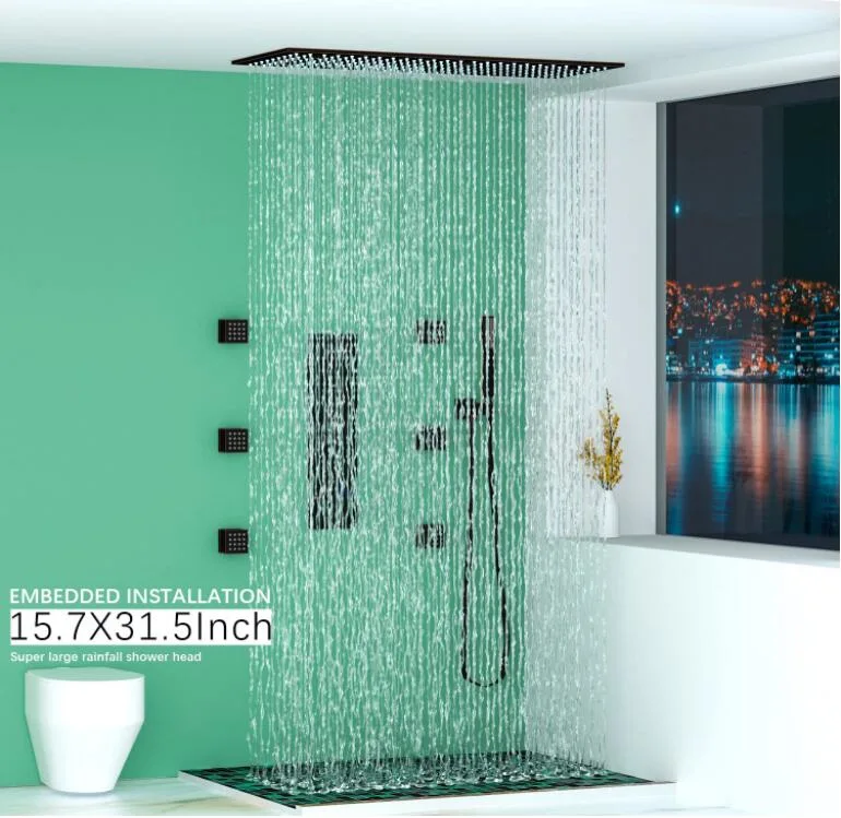 Brass Concealed 4-Way Thermostatic Valve Shower Mixer Water Diverter with Round Knobs Oil Rubbed Bronze