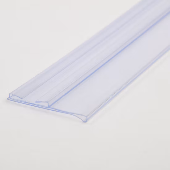 Kundenspezifischer durchsichtiger Kunststoff-PVC-Regal-Preiskanal-Tag-Datenstreifen-Ticket-Etikettenhalter mit Scharnier